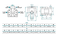 Dimensional Drawing for Air Operated Double Diaphragm Metal Pump (DF100-A)