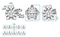 Dimensional Drawing for Air Operated Double Diaphragm Metal Pump (DP200-A)