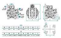 Dimensional Drawing for Air Operated Double Diaphragm Plastic Pump (DP200-P)