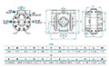 Dimensional Drawing for Air Operated Double Diaphragm Metal Pump (DF250)